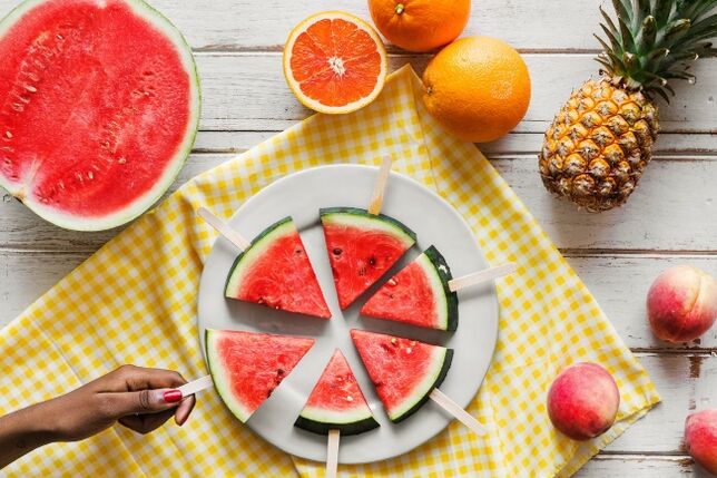 watermelon slices and fruit